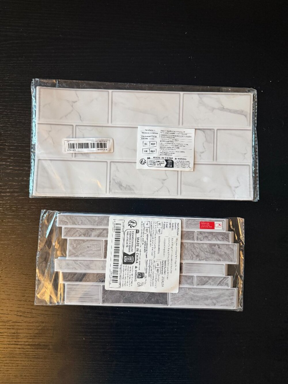 2 Sealed Marble-Look Wall-Sticker Packs — 18 Labelled Sheets
